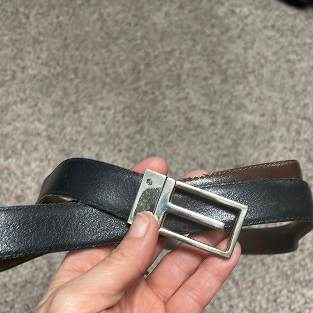 Men's vintage reversible Black and Brown Leather Belt